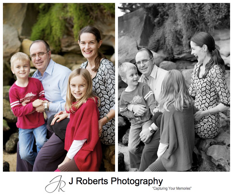 Fun family portrait with parents and 2 children - sydney family portrait photography